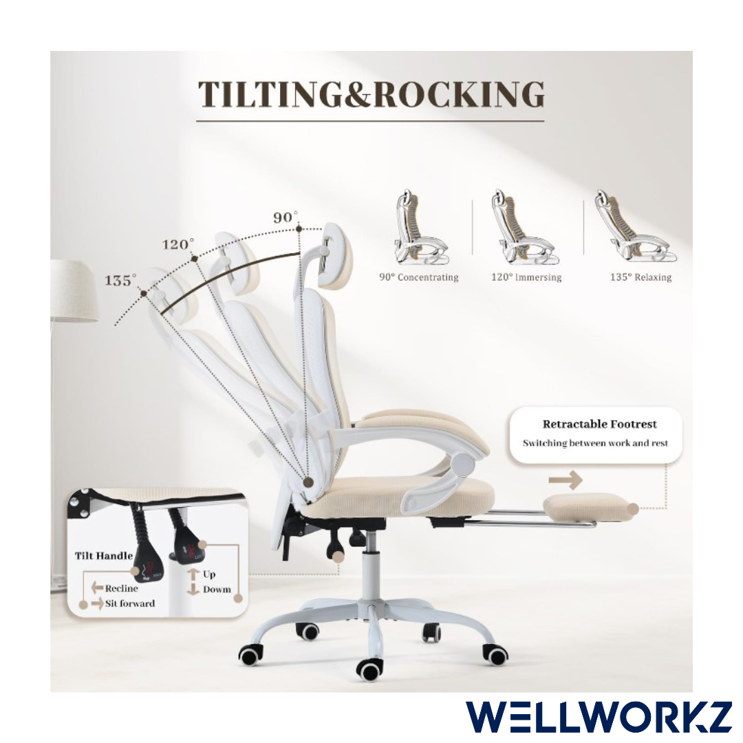 Ergonomic Office Chair | Adjustable Lumbar Support, Footrest & Stylish Design