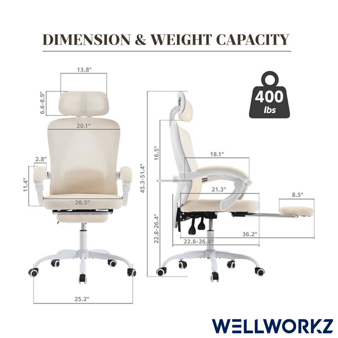 Ergonomic Office Chair | Adjustable Lumbar Support, Footrest & Stylish Design